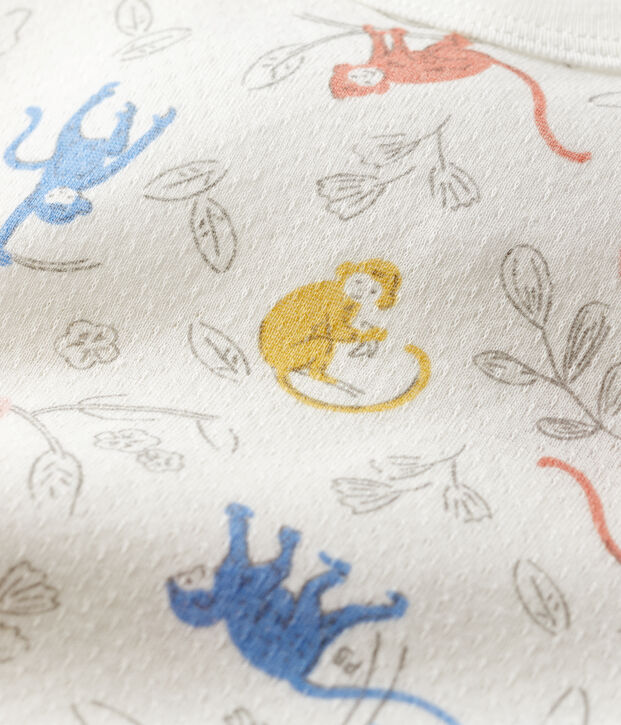 Pyjacourt singes en coton enfant blanc/multicouleur