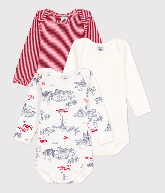 Lot de 3 bodies manches longues Paris bébé en coton variante 1