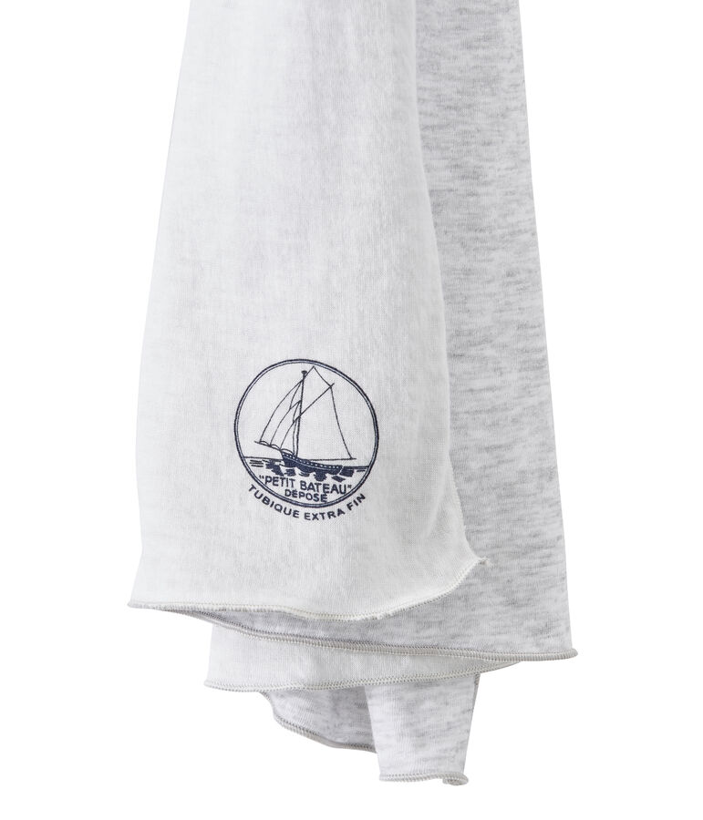 Echarpe femme gris POUSSIERE/blanc LAIT