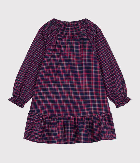 Robe enfant manches longues en flanelle à carreaux bleu SMOKING/blanc MULTICO