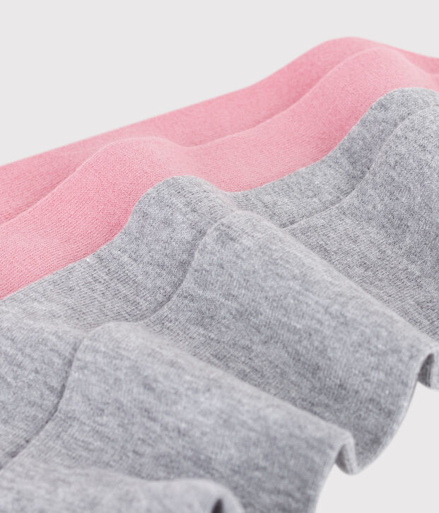 Lot de 2 paires de collants enfant en jersey de coton rose/gris