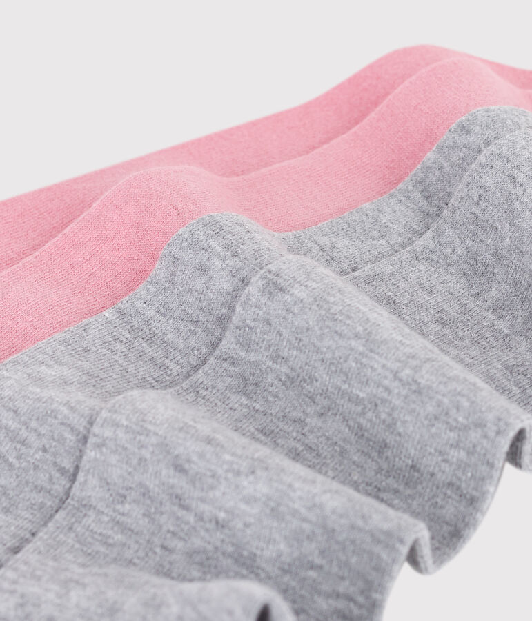 Lot de 2 paires de collants enfant en jersey de coton rose CHARME/ FUMEE