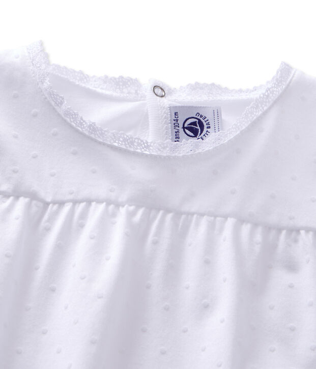 Pyjama fille &agrave; pois blanc