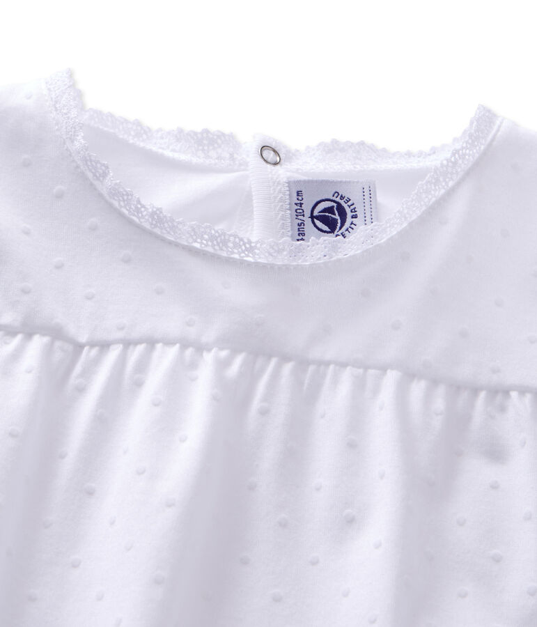 Pyjama fille &agrave; pois blanc