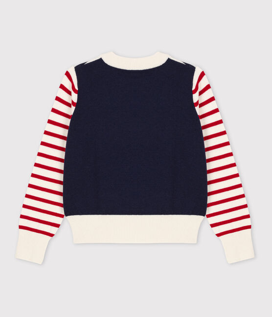 Pull en laine et coton marinière Femme blanc MARSHMALLOW/blanc MULTICO
