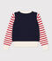 Pull en laine et coton marinière Femme blanc MARSHMALLOW/blanc MULTICO