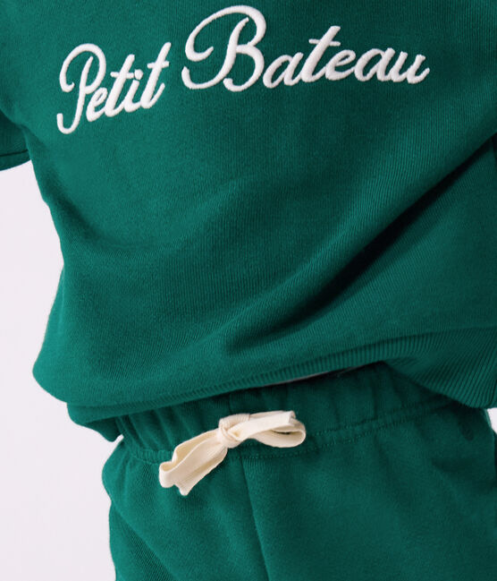 Sweatshirt bébé en coton brodé Petit Bateau vert EVERGREEN