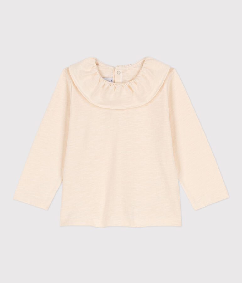 Blouse manches longues b&eacute;b&eacute; en jersey flamm&eacute; &eacute;cru