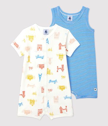 PETIT BATEAU - Lot de 2 combicourts Paris bébé en coton
