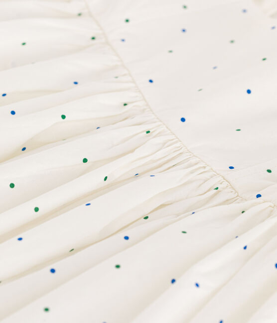 Robe longue sans manche enfant en coton à pois blanc MARSHMALLOW/blanc MULTICO