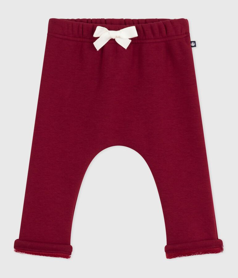Pantalon b&eacute;b&eacute; en coton uni rouge AMARANTE
