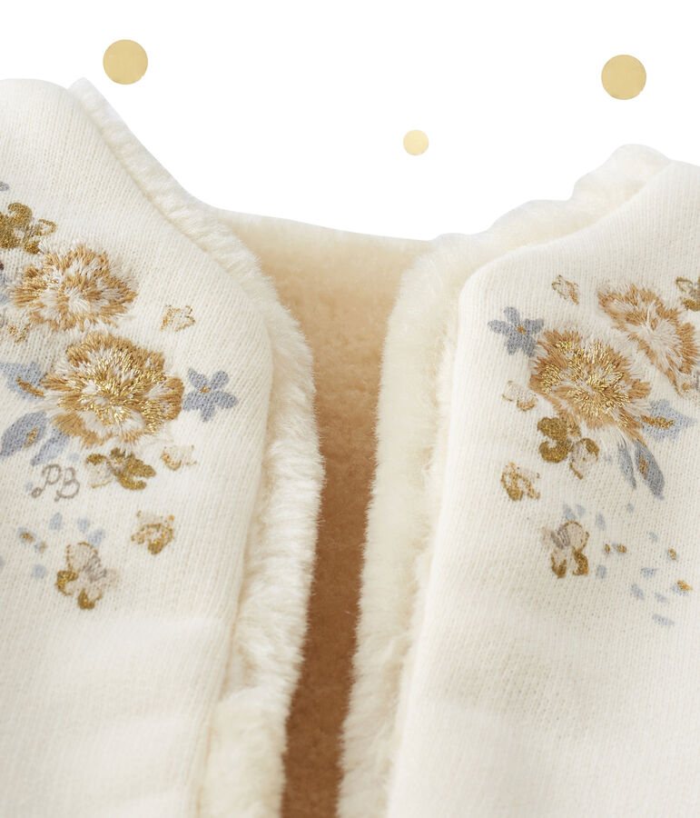 Gilet sans manches b&eacute;b&eacute; fille r&eacute;versible blanc