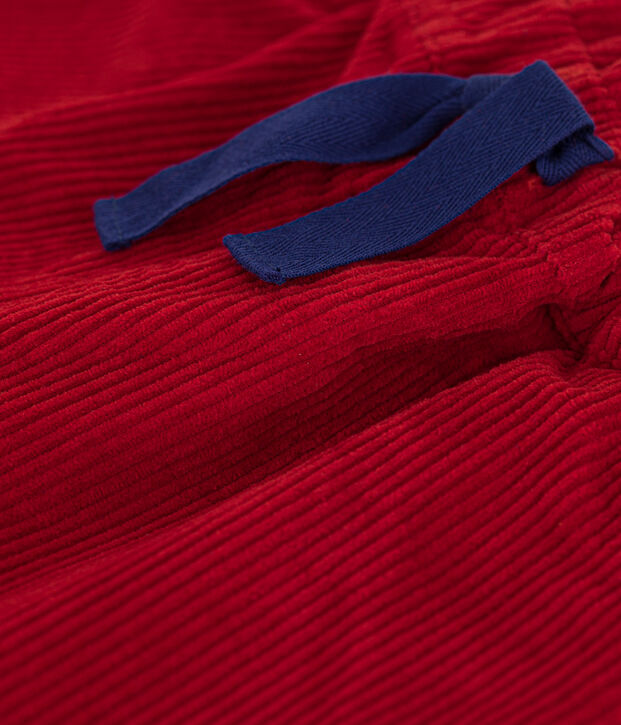 Short en velours c&ocirc;tel&eacute; enfant fille rouge