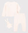 Ensemble 3 pièces rose bébé fille en coton biologique rose FLEUR/bleu EDNA