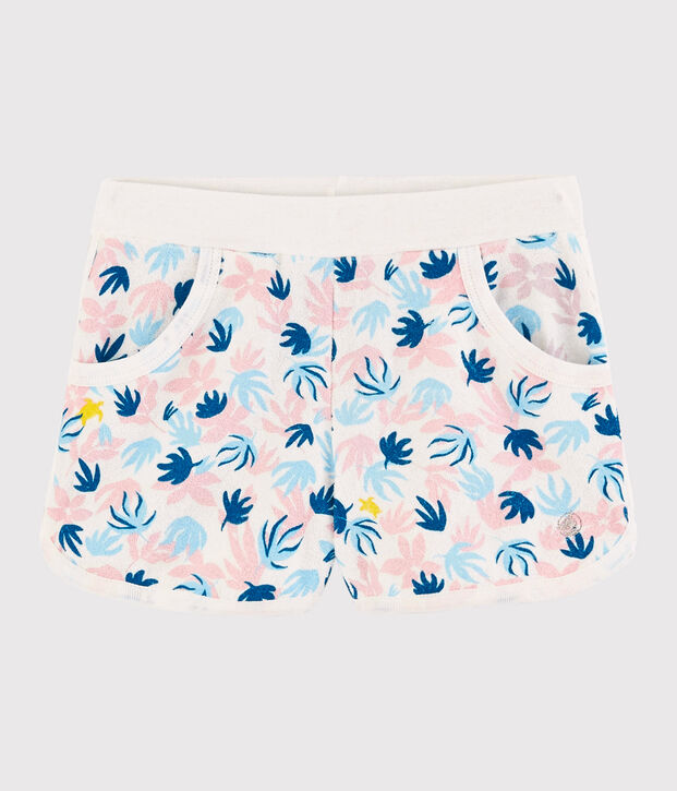 Short en &eacute;ponge enfant fille blanc/multicouleur