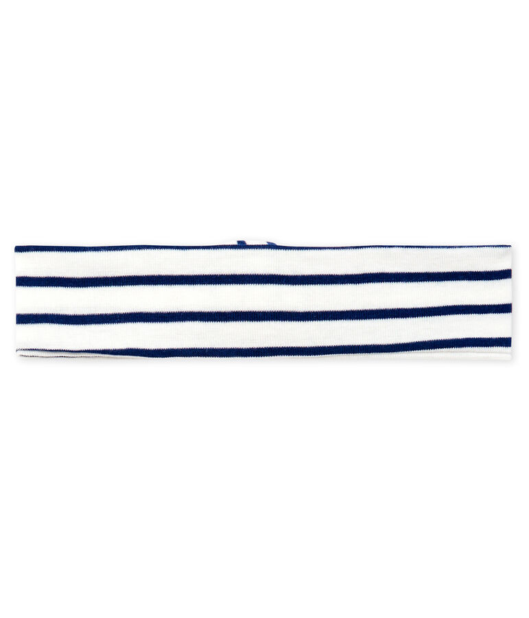 Bandeau b&eacute;b&eacute; fille ray&eacute; blanc/bleu