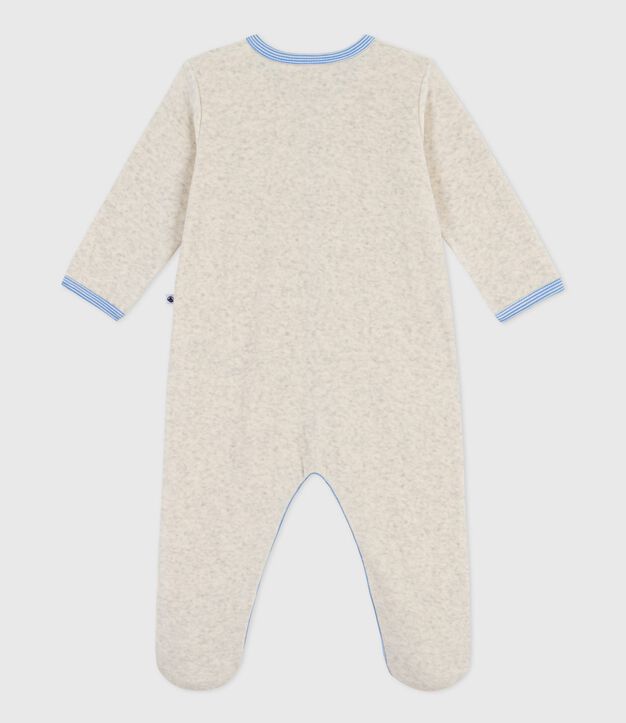 Pyjama b&eacute;b&eacute; en velours uni beige chin&eacute;