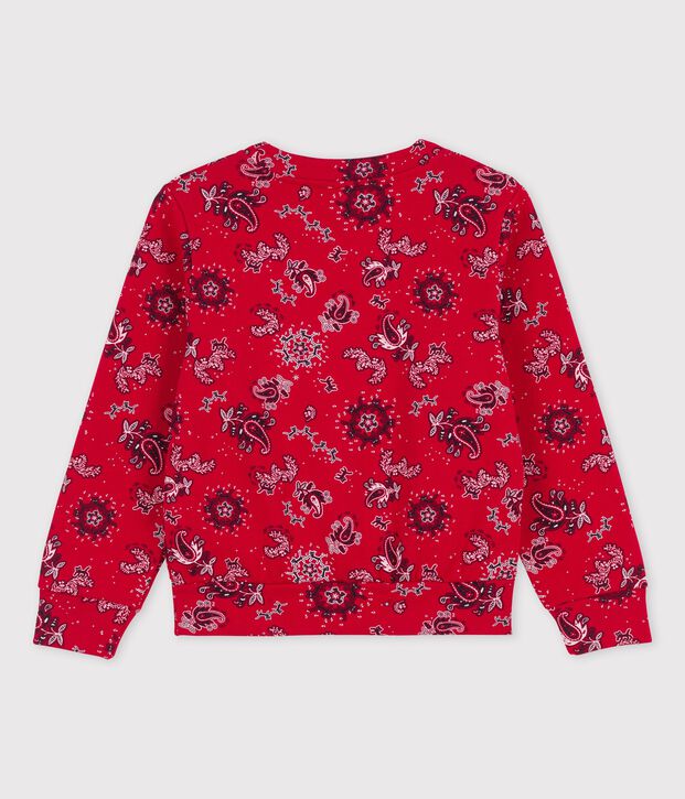 Sweatshirt en molleton enfant fille rouge/multicouleur