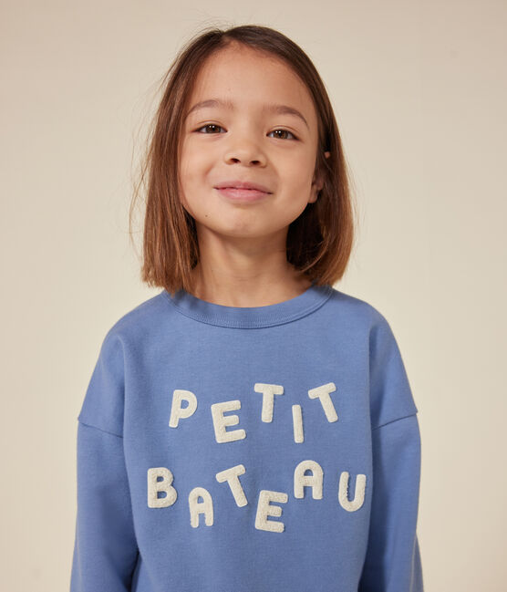 Sweatshirt en molleton enfant fille / garçon bleu BEACH