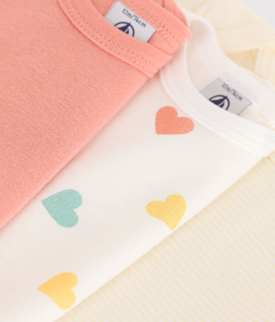 Lot de 3 bodies manches courtes en coton cœur bébés variante 1
