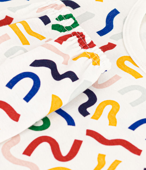 Pyjama short imprim&eacute; phosphorescent en coton enfant blanc/multicouleur