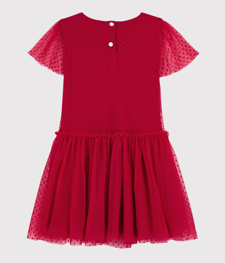Robe manches courtes enfant fille rouge TERKUIT