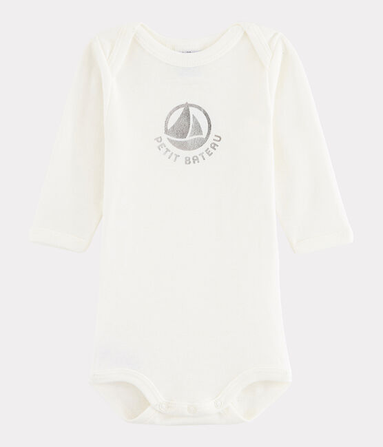 Body manches longues bébé fille-garçon blanc MARSHMALLOW