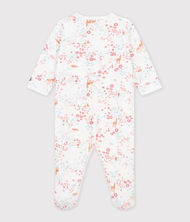 Dors-bien en bouclette velours imprim&eacute; blanc/rose/multicouleur