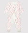 Bodyjama bébé fille en tubique blanc MARSHMALLOW/rose GROSEILLER