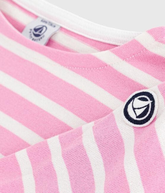 Marinière enfant en coton rose BOUDOIR/ MILK