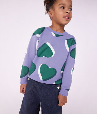 Sweatshirt enfant en coton imprim&eacute; c&oelig;urs