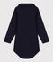Body manches longues bébé col polo en coton bleu SMOKING