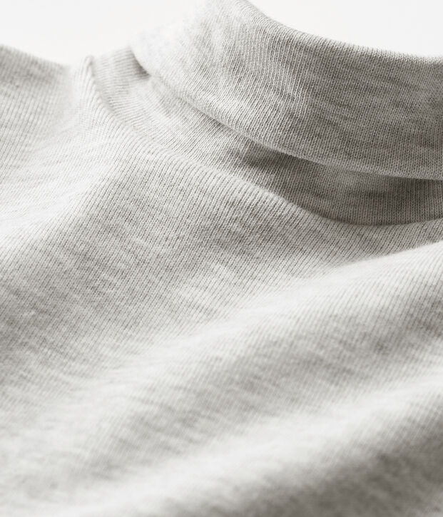Body manches longues col roul&eacute; b&eacute;b&eacute; mixte gris chin&eacute; clair