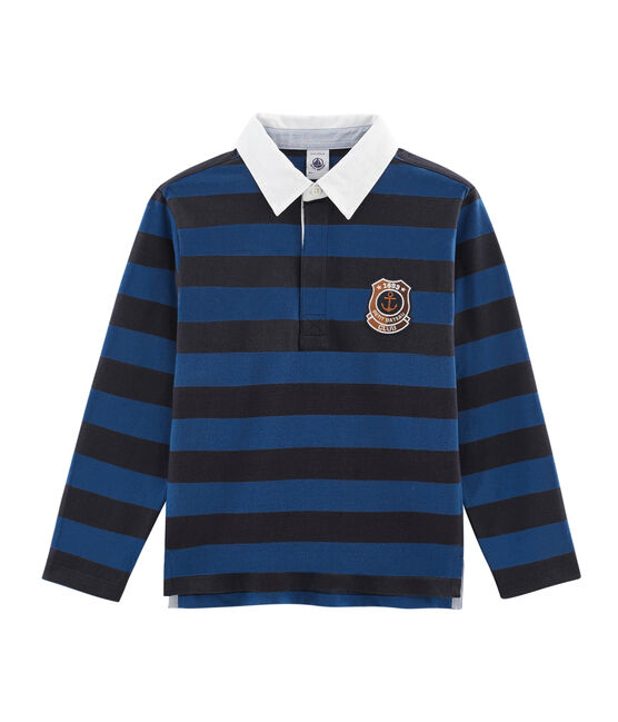 Polo rugby rayé enfant garçon bleu SMOKING/bleu LIMOGES