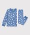 Pyjama enfant en molleton &agrave; c&oelig;urs bleu/blanc