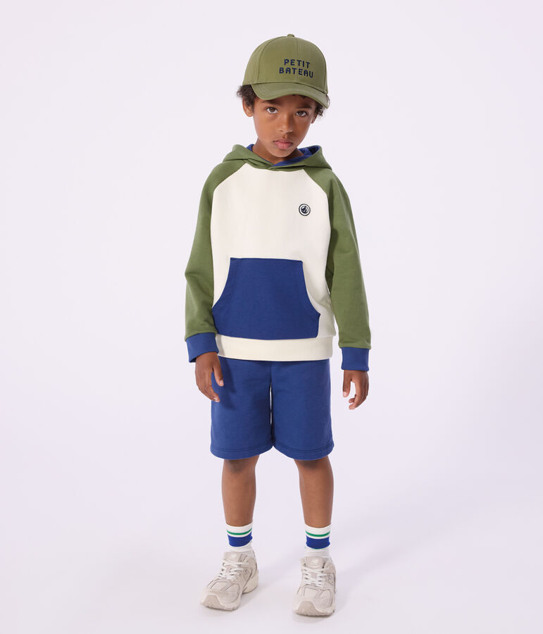 Sweatshirt &agrave; capuche enfant en coton MILK/ MULTICO