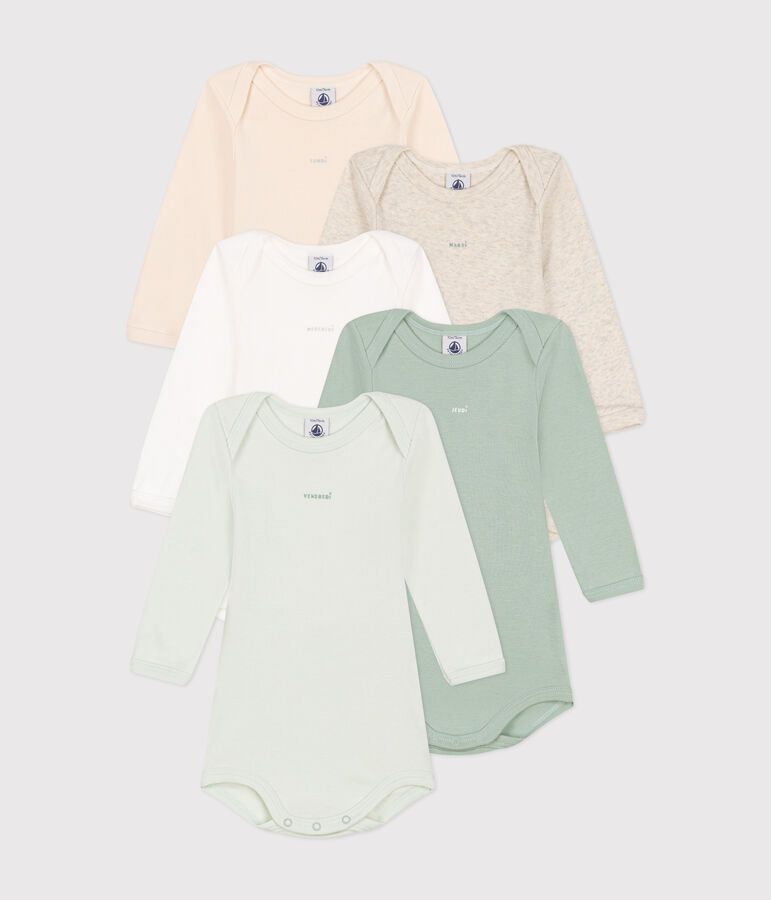Lot de 5 bodies manches longues  en coton b&eacute;b&eacute; multicouleur