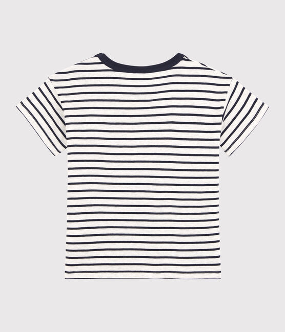 T-shirt manches courtes en coton enfant garçon beige MONTELIMAR/bleu SMOKING