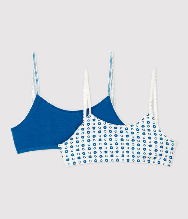 Lot de 2 brassi&egrave;res fleur graphique fille en coton biologique et &eacute;lasthanne multicouleur