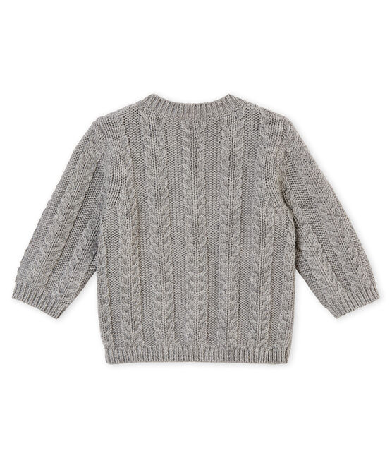 Cardigan en tricot laine et coton torsadé bébé mixte gris SUBWAY CHINE