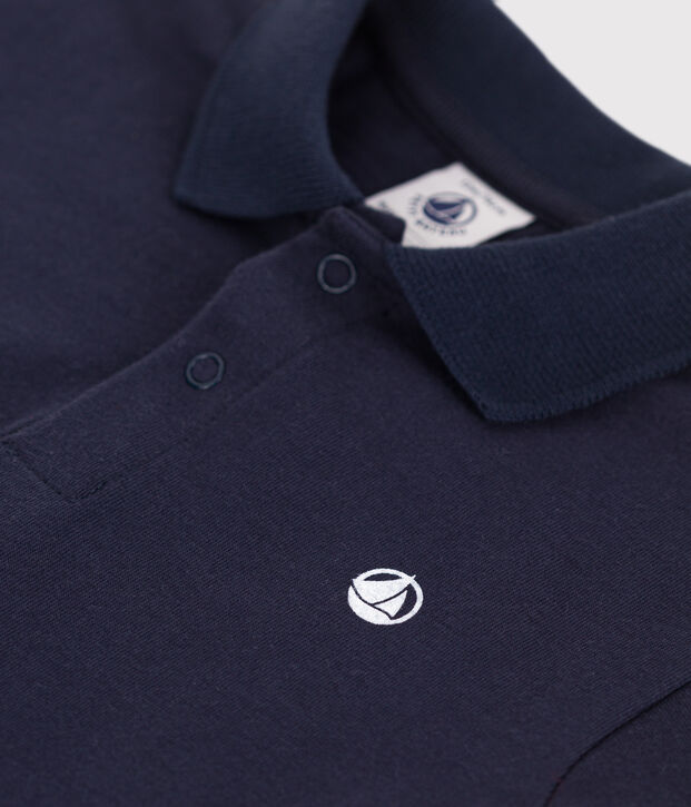 Polo b&eacute;b&eacute; en coton manches courtes uni bleu