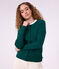 Cardigan femme en coton uni vert fonc&eacute;
