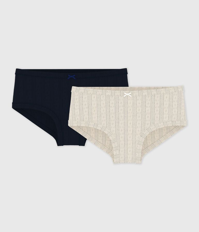 Lot de culottes enfant en coton ajour&eacute; taille haute unies variante 1