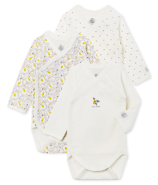 Trio de bodies naissance manches longues b&eacute;b&eacute; fille multicouleur