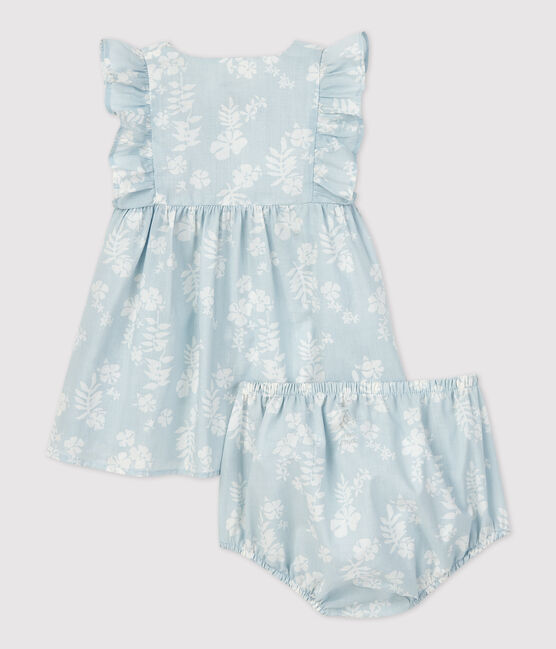 Robe avec bloomer imprimé Hawaï en popeline bio bébé PLEINAIR/ MARSHMALLOW