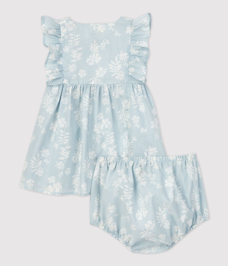 Robe avec bloomer imprim&eacute; Hawa&iuml; en popeline bio b&eacute;b&eacute; PLEINAIR/ MARSHMALLOW
