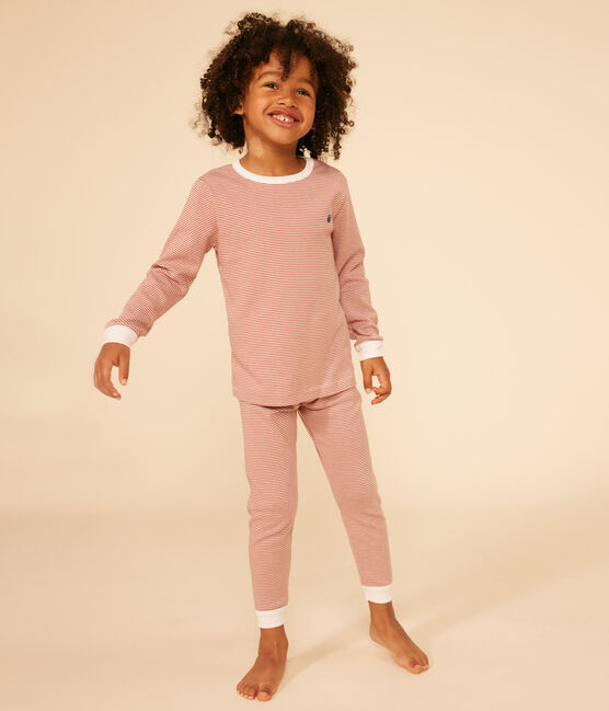 Pyjama rayé en coton enfant FAMEUX/ MARSHMALLOW