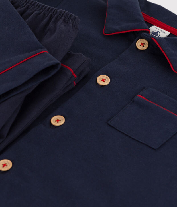 Pyjama petit gar&ccedil;on en coton bleu marine