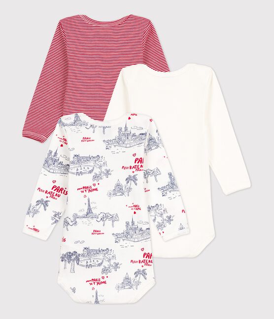 Lot de 3 bodies manches longues Paris bébé en coton variante 1