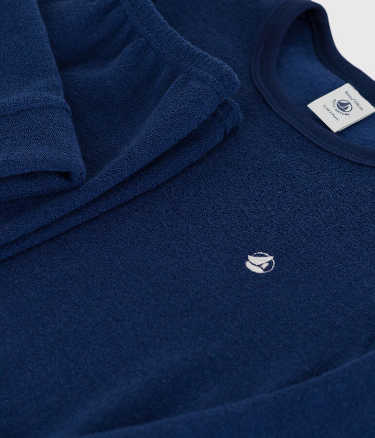 Pyjama en bouclette &eacute;ponge gratt&eacute;e enfant bleu MEDIEVAL